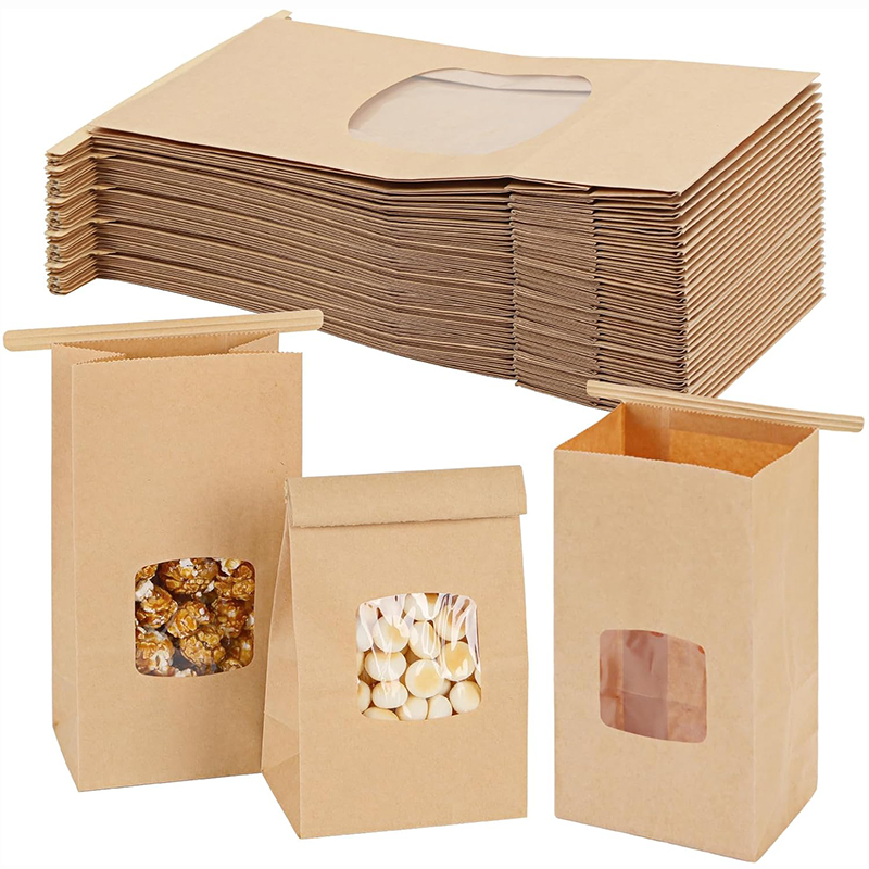 Food Snacks For Party - ベーカリーバッグ 10 個 ウィンドウシールクラフト紙バッグ クッキーサンドイッチパンスナック食品用 -