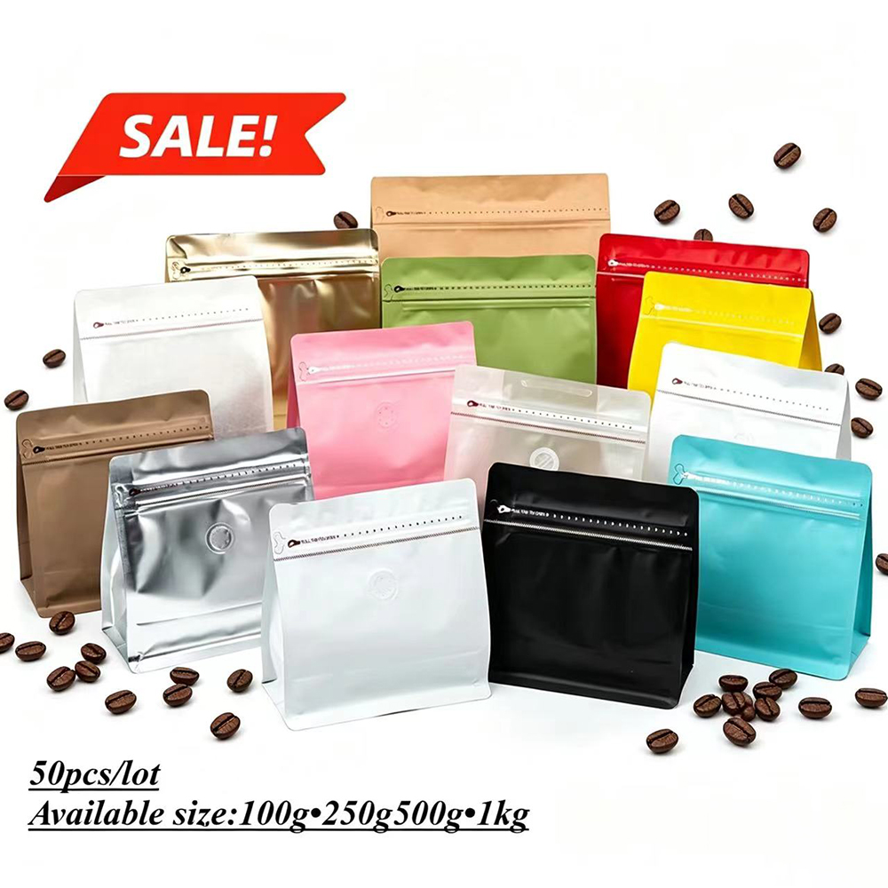 Food Snacks For Party - 50 個マットブラックマイラーアルミ箔ヒートシールコーヒーバッグバルブ付き再密封可能なパウダーナッツスナックティーペットフード包装袋