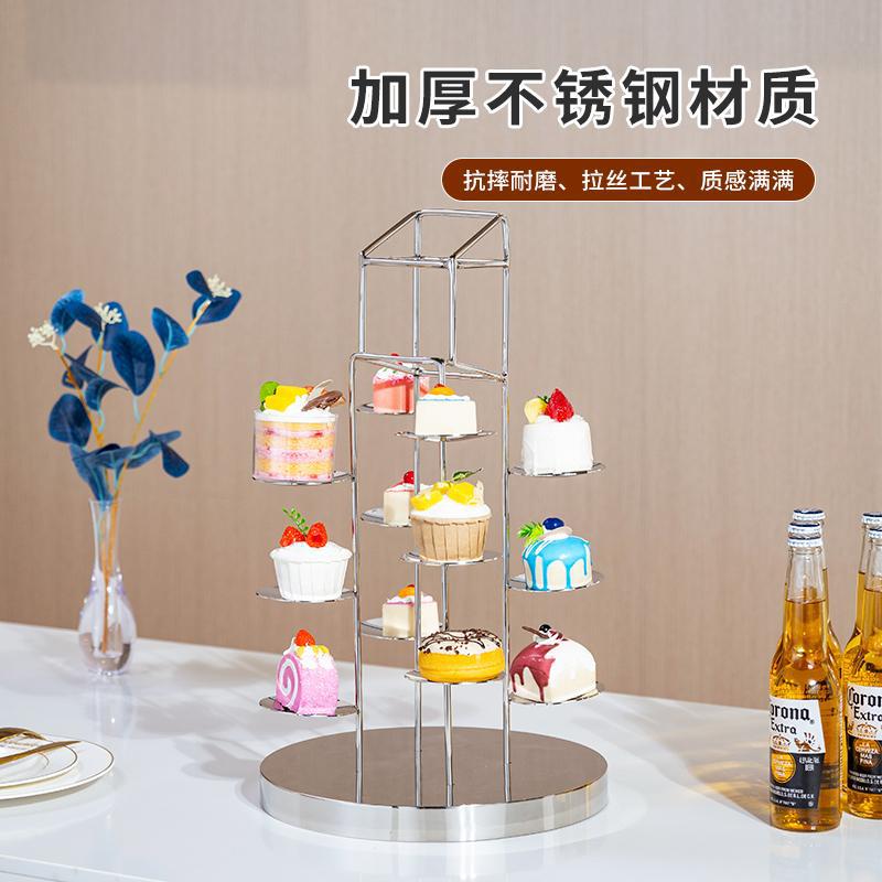Food Snacks With Iron - ホテルビュッフェ用フードディスプレイスタンド ステンレス製フルーツトレイ ケーキスナックラック ティーブレイクデザートテーブル