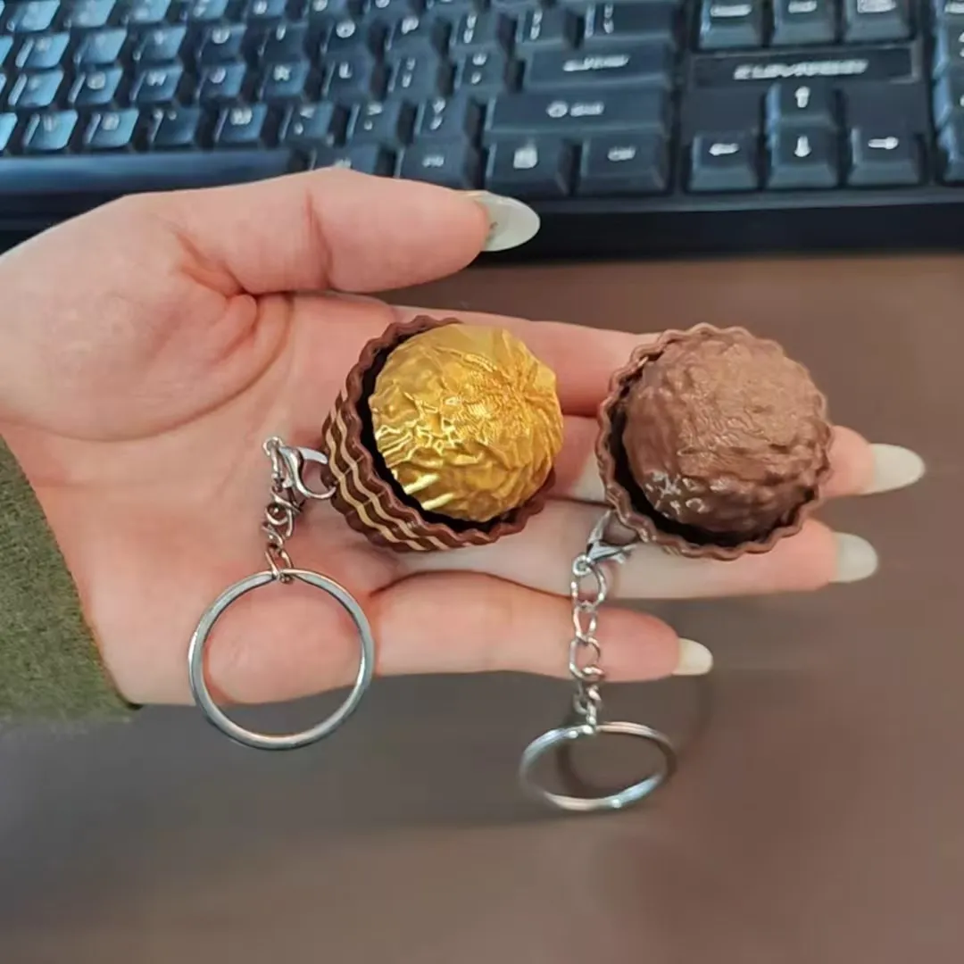 Food Sweet Snacks - ドバイチョコレートキーボードキーホルダーストレス解消フィジェットボタンアイスクリームキーキャップフィジェットクリッカーキーホルダー減圧おもちゃギフト