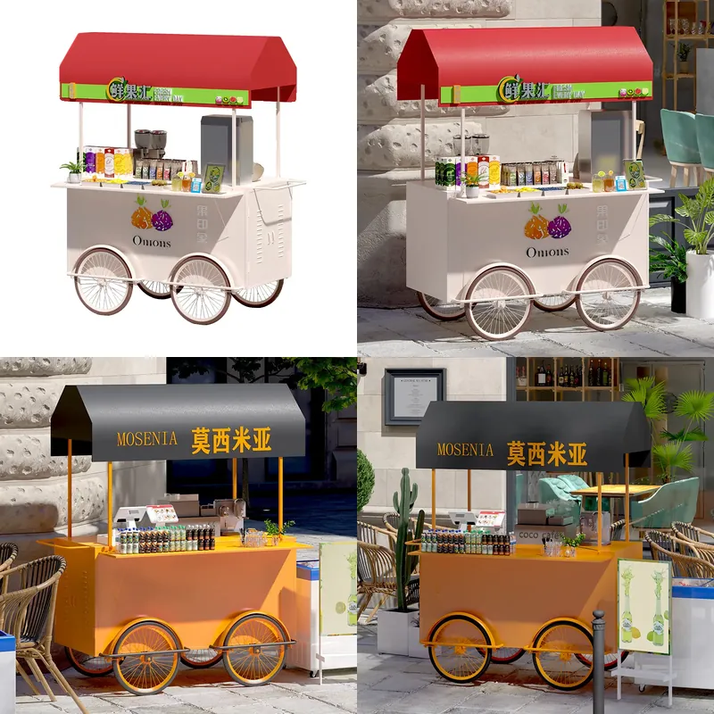 Food Snacks With Iron - ポータブルな錬鉄製フードカート、ヨーロッパスタイルの移動式スナックスタール、夜市やモールでの販促用屋外販売キオスク