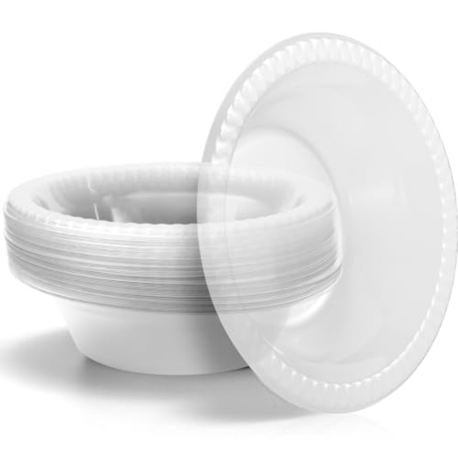 Food Snacks For Party - 30個入り 12オンス使い捨てプラスチックボウル デザート、アイスクリーム、サラダ、スープ用サービングカップ パーティー、ピクニック、食品、軽食に