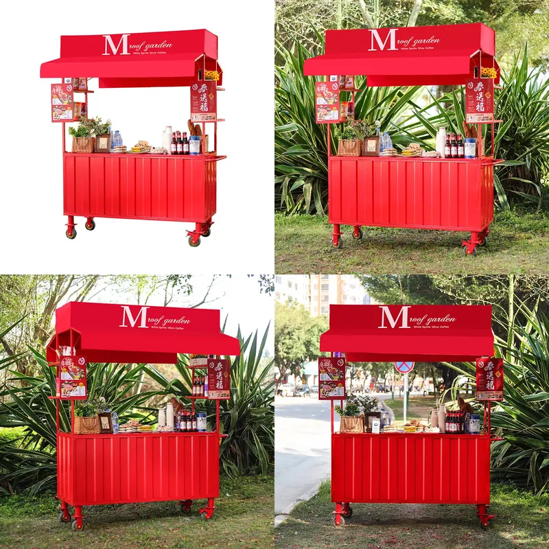 Food Snacks With Iron - 錬鉄製フードカート、屋外スナックスタンド、移動式ダイニングカー、ストリートマーケット、花の展示台、商業用販売台