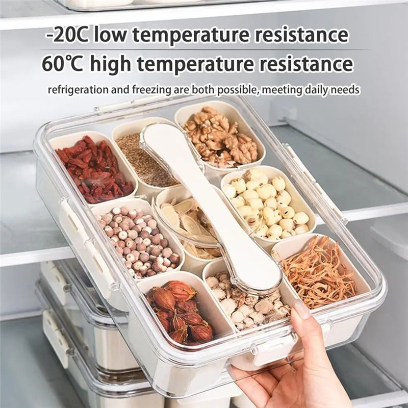 9つのコンパートメントに分かれた蓋付きサービングトレイ、ポー - Food Snacks Candy のレビューと価格