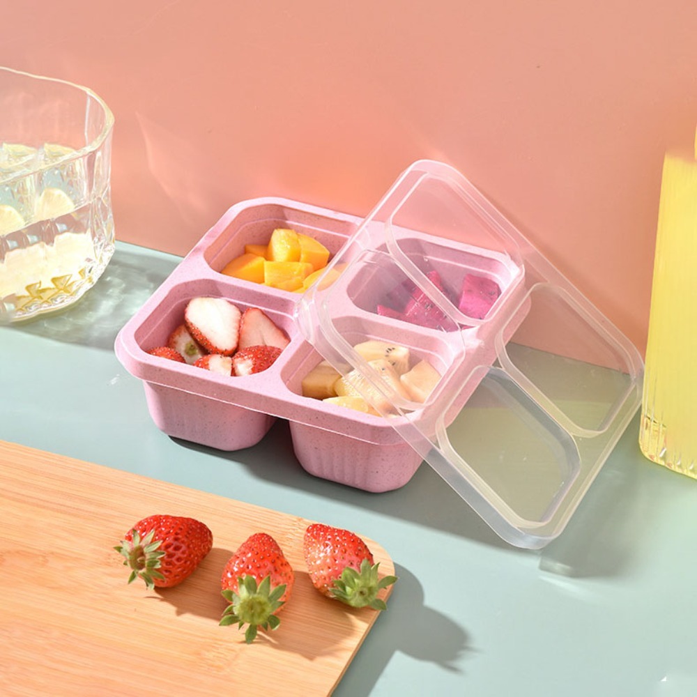 1個入り 再利用可能な小麦ストロー素材 4仕切り付きフードコ - Food Snacks Candy のレビューと価格