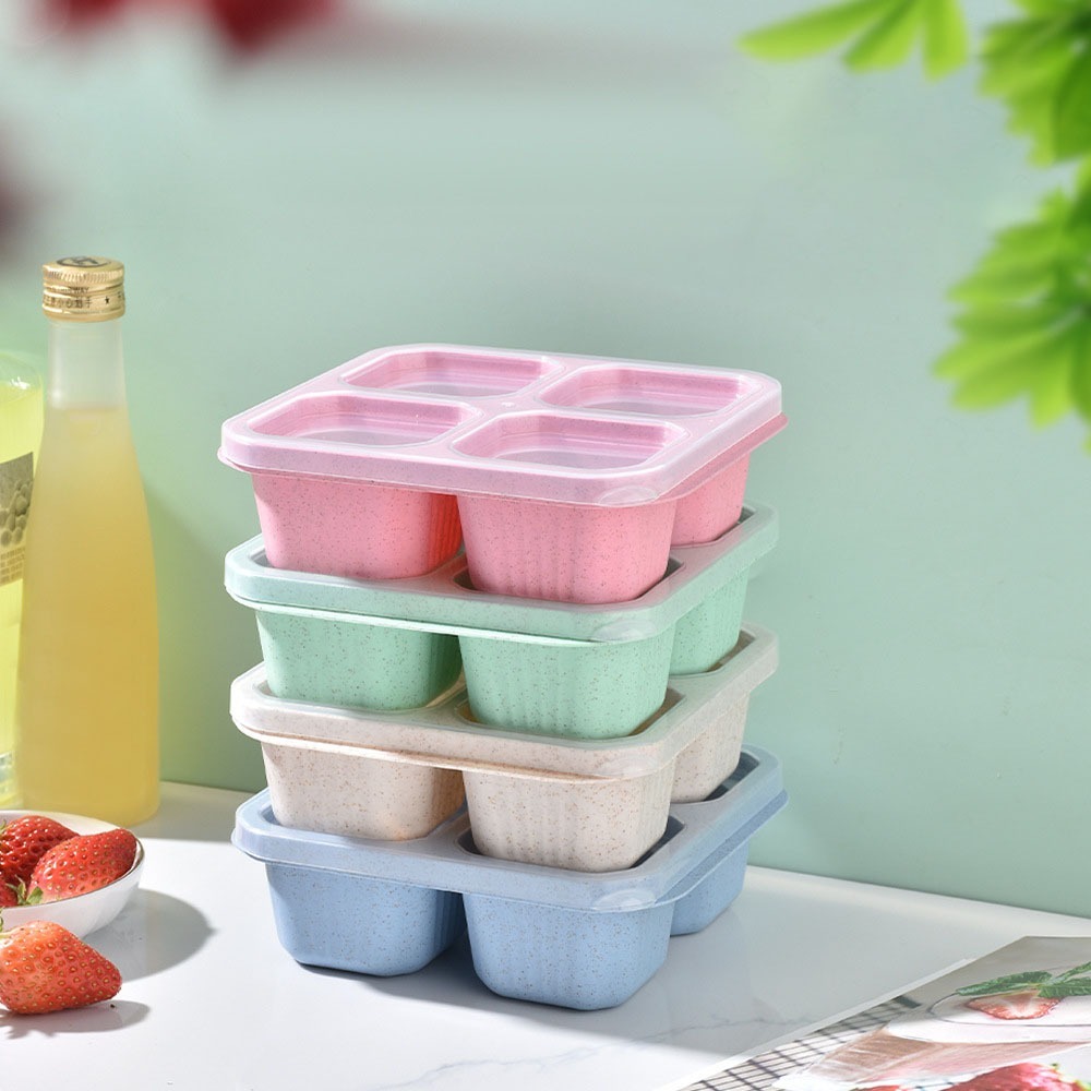 1個入り 再利用可能な小麦ストロー素材 4仕切り付きフードコ - Food Snacks Candy のレビューと価格