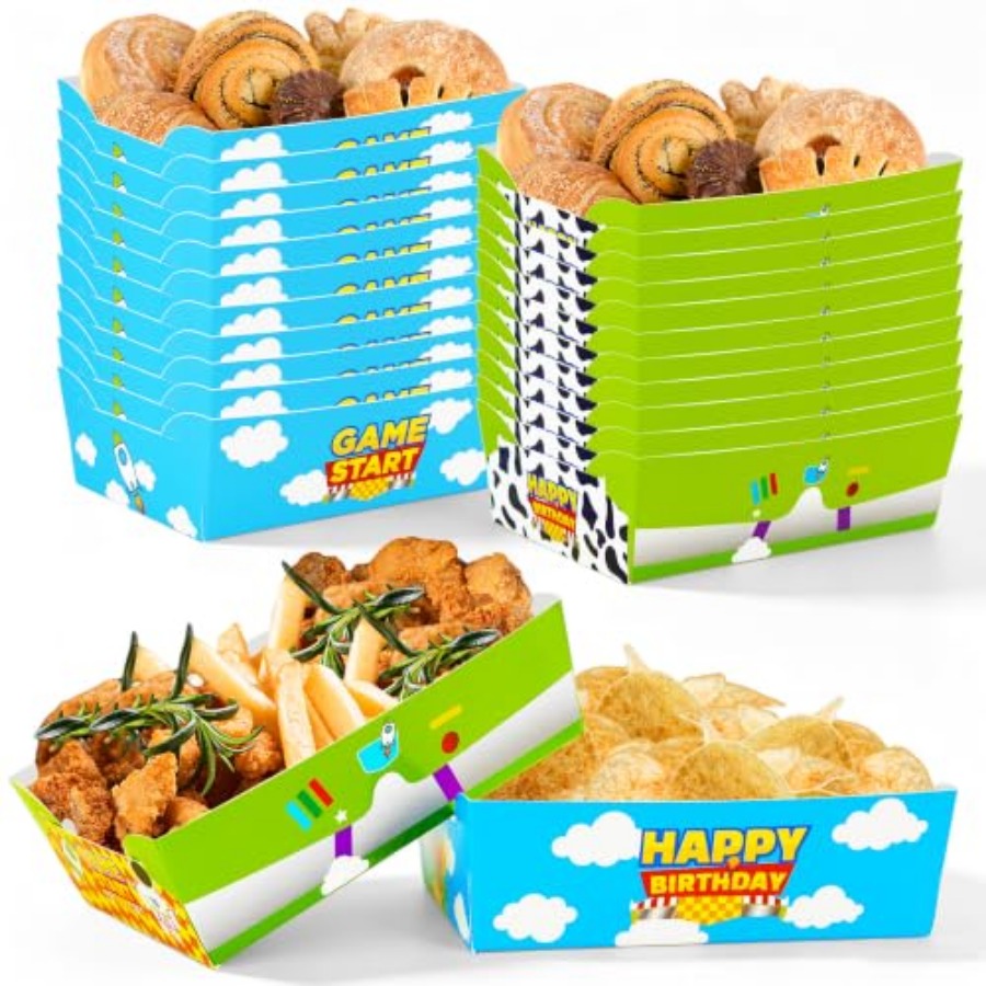 24個入り漫画風紙製食品トレイ使い捨て青空と白雲のスナックボ - Food Snacks For Party のレビューと価格