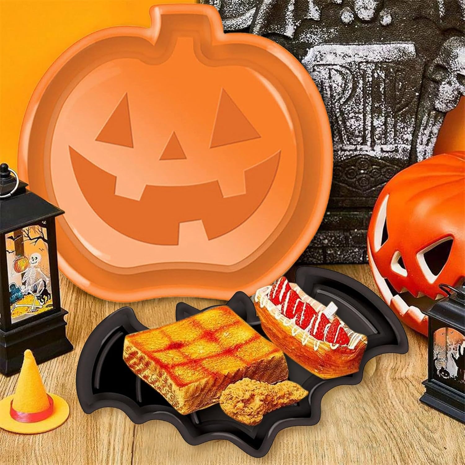 再利用可能なハロウィンプレートセット パンプキンゴーストバッ - Food Snacks Candy のレビューと価格