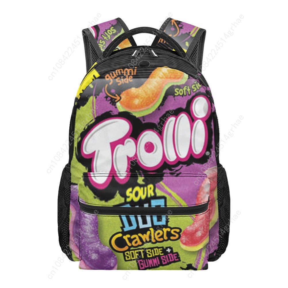 面白いキャンディ柄の全面プリント学生用バックパック、旅行やキ - Food Snacks Candy のレビューと価格