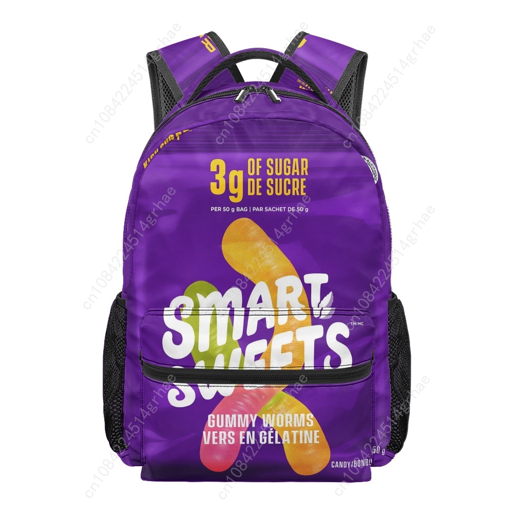 面白いキャンディ柄の全面プリント学生用バックパック、旅行やキ - Food Snacks Candy のレビューと価格