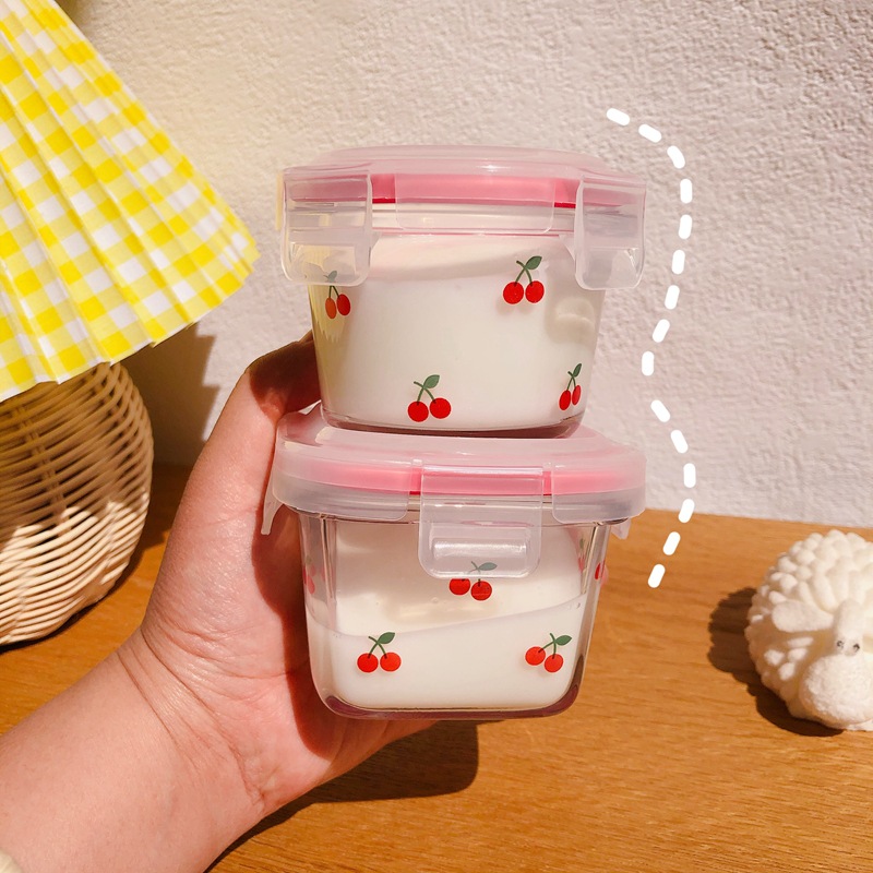 ポータブル韓国チェリーミニ密封箱かわいい甘い女の子ガラスフル - Food Sweet Snacks のレビューと価格